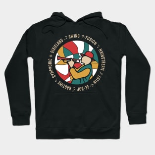 Colorful Jazz Musician with Jazz Genres Hoodie